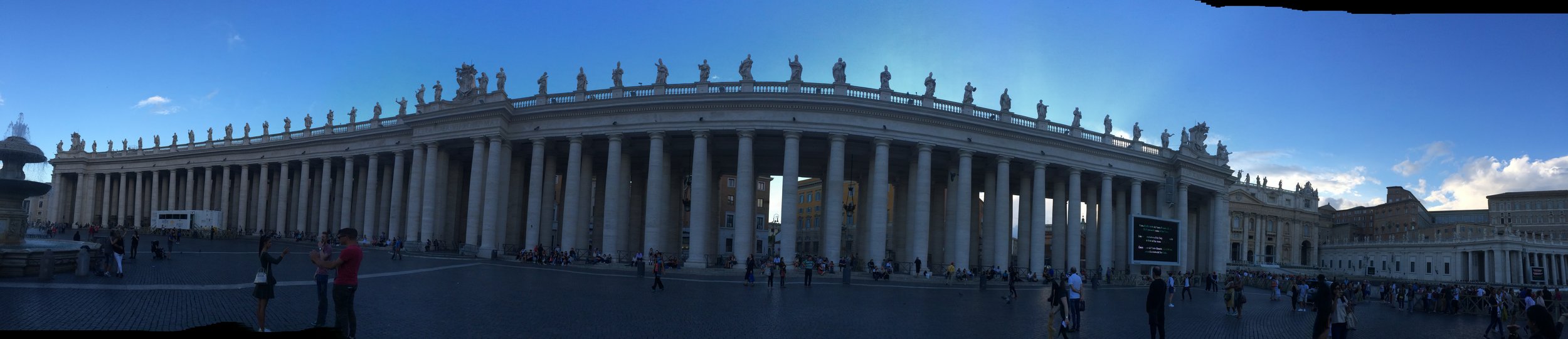 One half of St. Peter's Square, which is technically adjacent to Vatican City, but not "inside". This is where the Pope comes out to preach and stuff though.