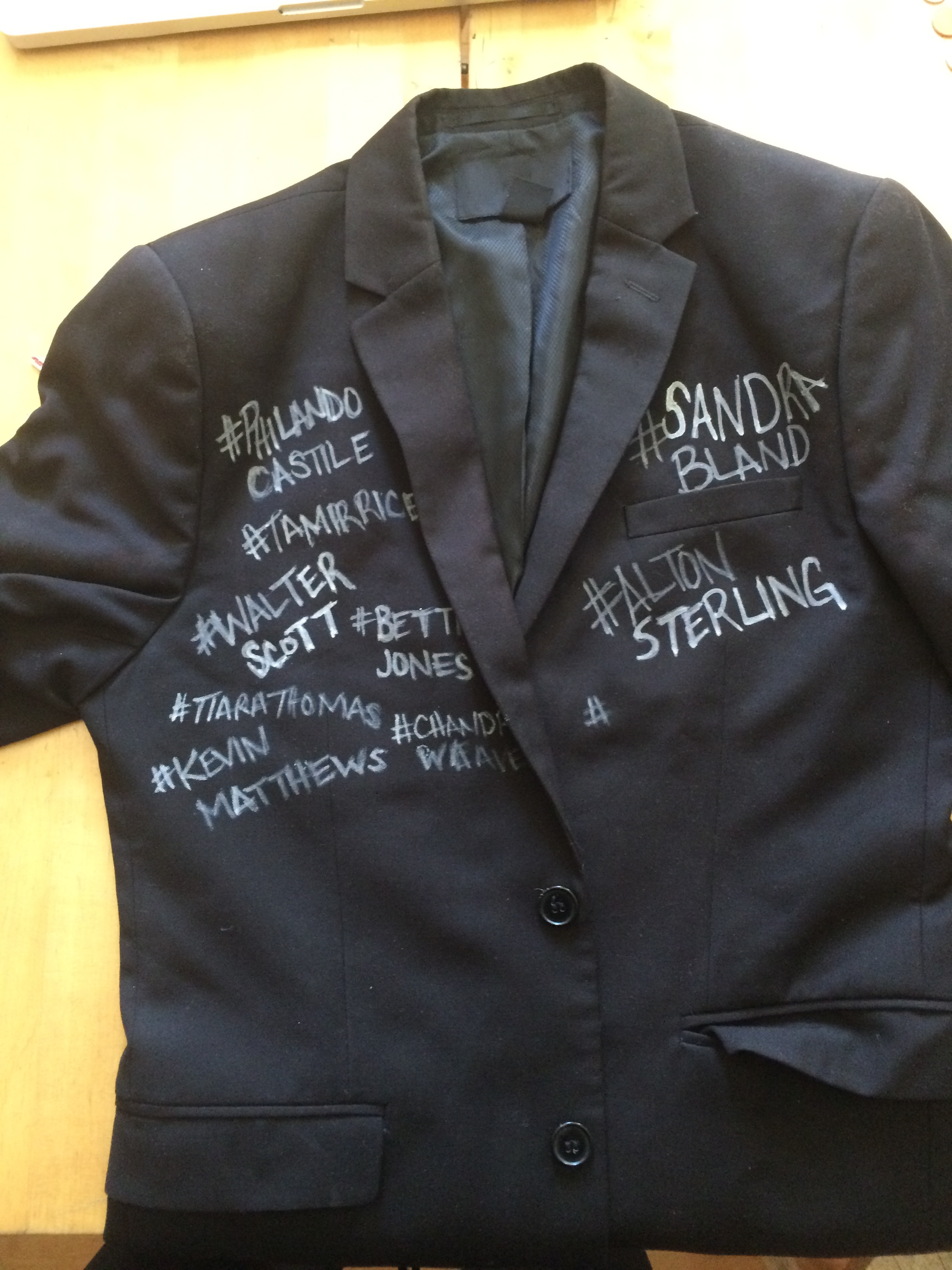 This is an early picture of my funeral jacket, just as I was starting. This jacket is full of names now.