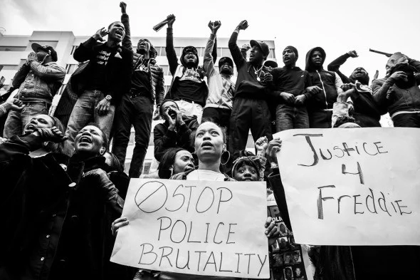 Demonstrations in Baltimore after the death of Freddie Gray. Photo by Shawn Hubbard.