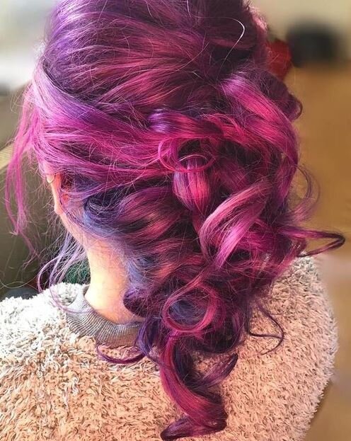  Show off your bold colour tones with  curly updo 
