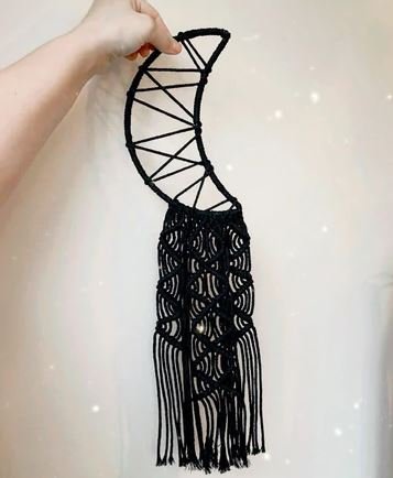 black macrame crescent moon design