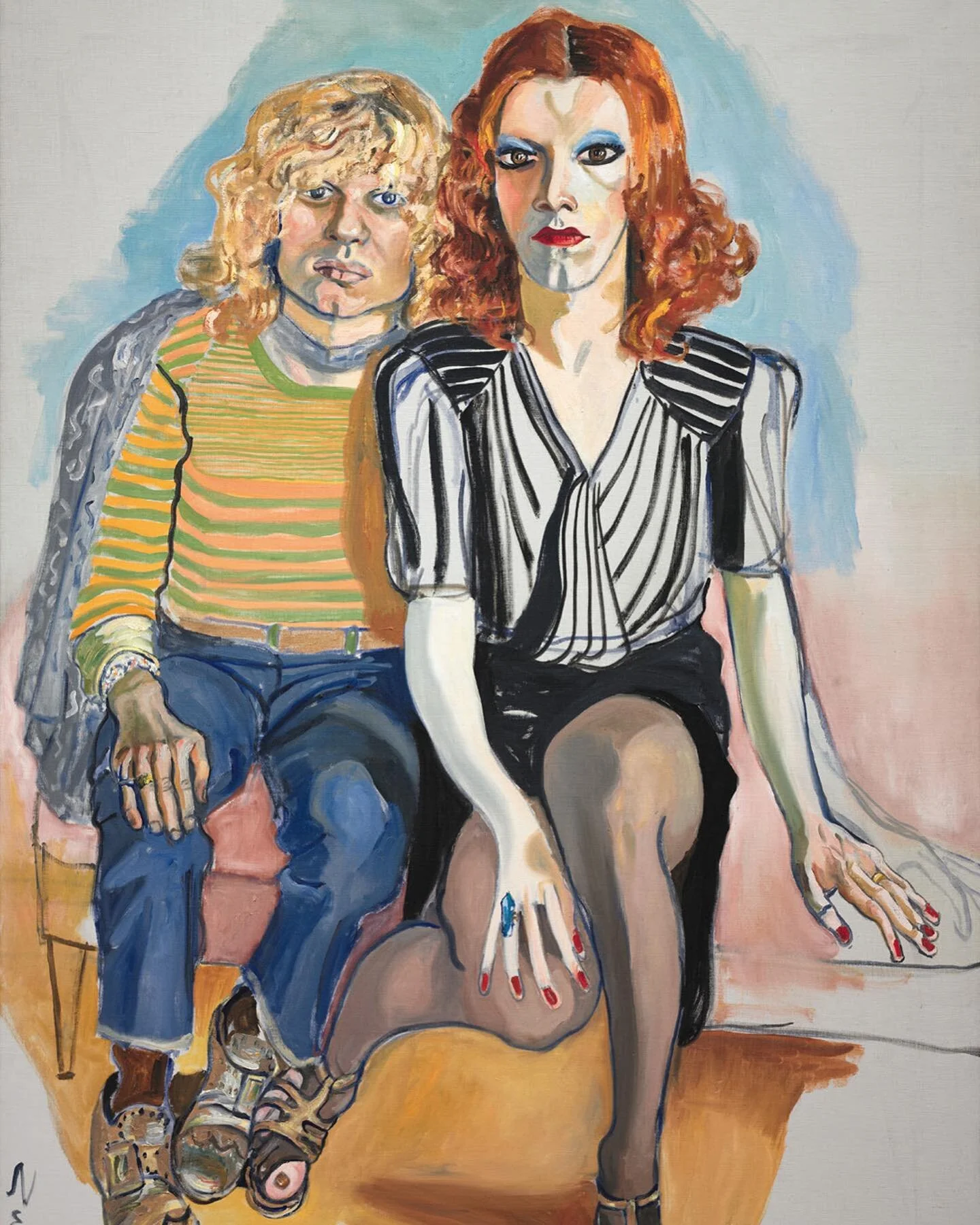 "Looking at paintings by Alice Neel is like looking into the windows of neighbours. You feel as though you know them. Their familiarity, friendliness (and, to an extent, vulnerability) evident through the expressive faces and features made up of washy brushstrokes and bound together by thick blue lines. There is intimacy and tenderness. As though we&rsquo;ve just caught them off-guard, mid-conversation with Neel. At once scrutinised and loved by her." Katy Hessel of @thegreatwomenartists writes about the joy found in the painting of Alice Neel for our latest digital edition. 

Jackie Curtis and Ritta Redd, 1970
Abdul Rahman, 1964
Mother and Child, 1962
Ron Kajiwara, 1971
Stephen Shepard, 1978
Julie and the Doll, 1943
Nancy and Olivia, 1967
Benjamin, 1976

Alice Neel, People Come First, a retrospective of the artist&rsquo;s work is on now until 1 August 2021 at The Metropolitan Museum, New York.