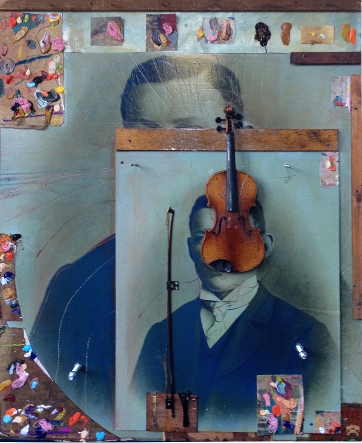 Oil, violin on canvas on photo 158x122cm