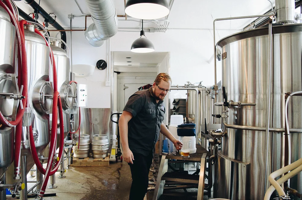 Zack giving a tour at Balter Beer Works.