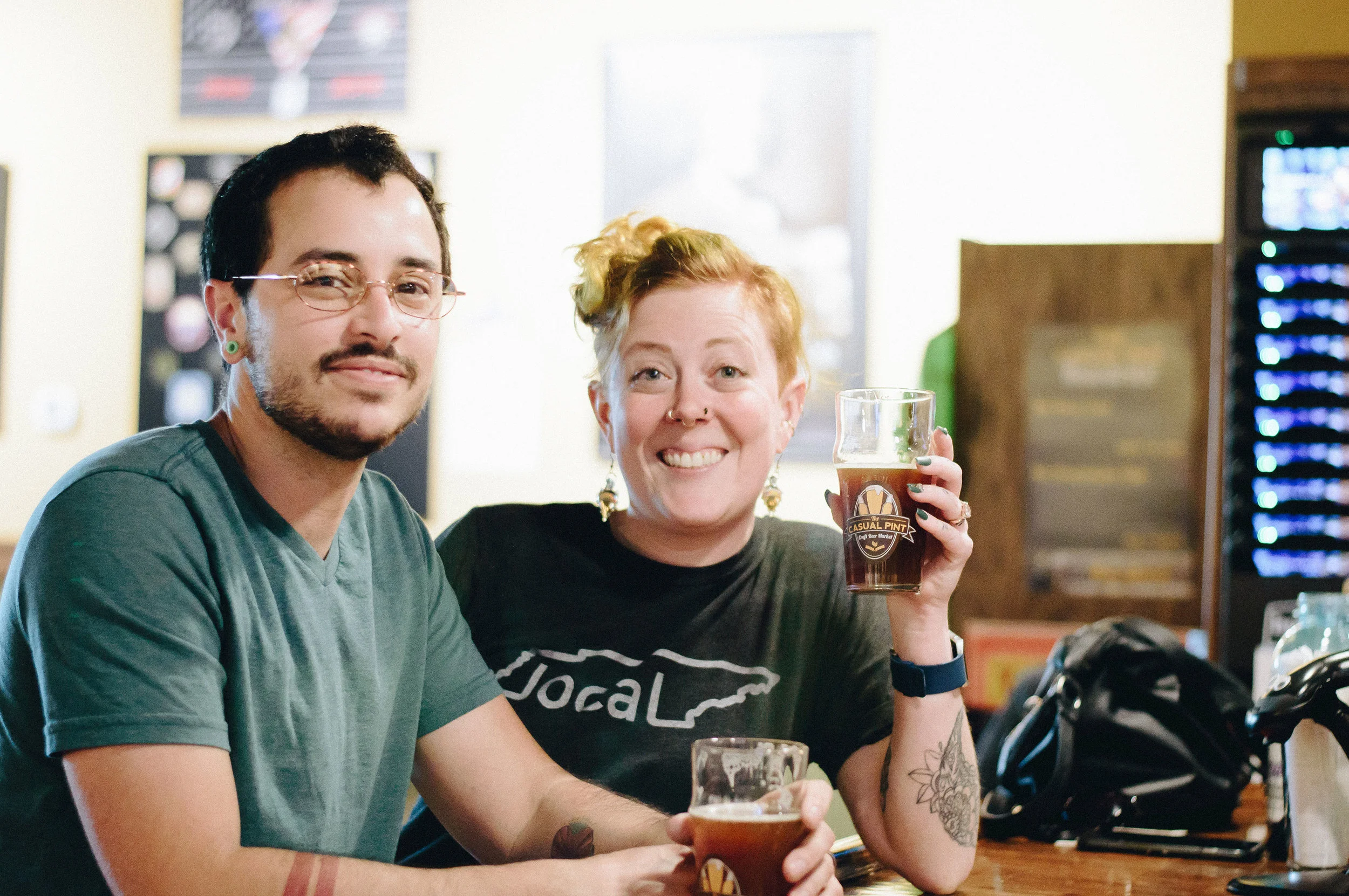 Katie and Mason at Casual Pint Farragut, where Katie also works part time as a bartender. 