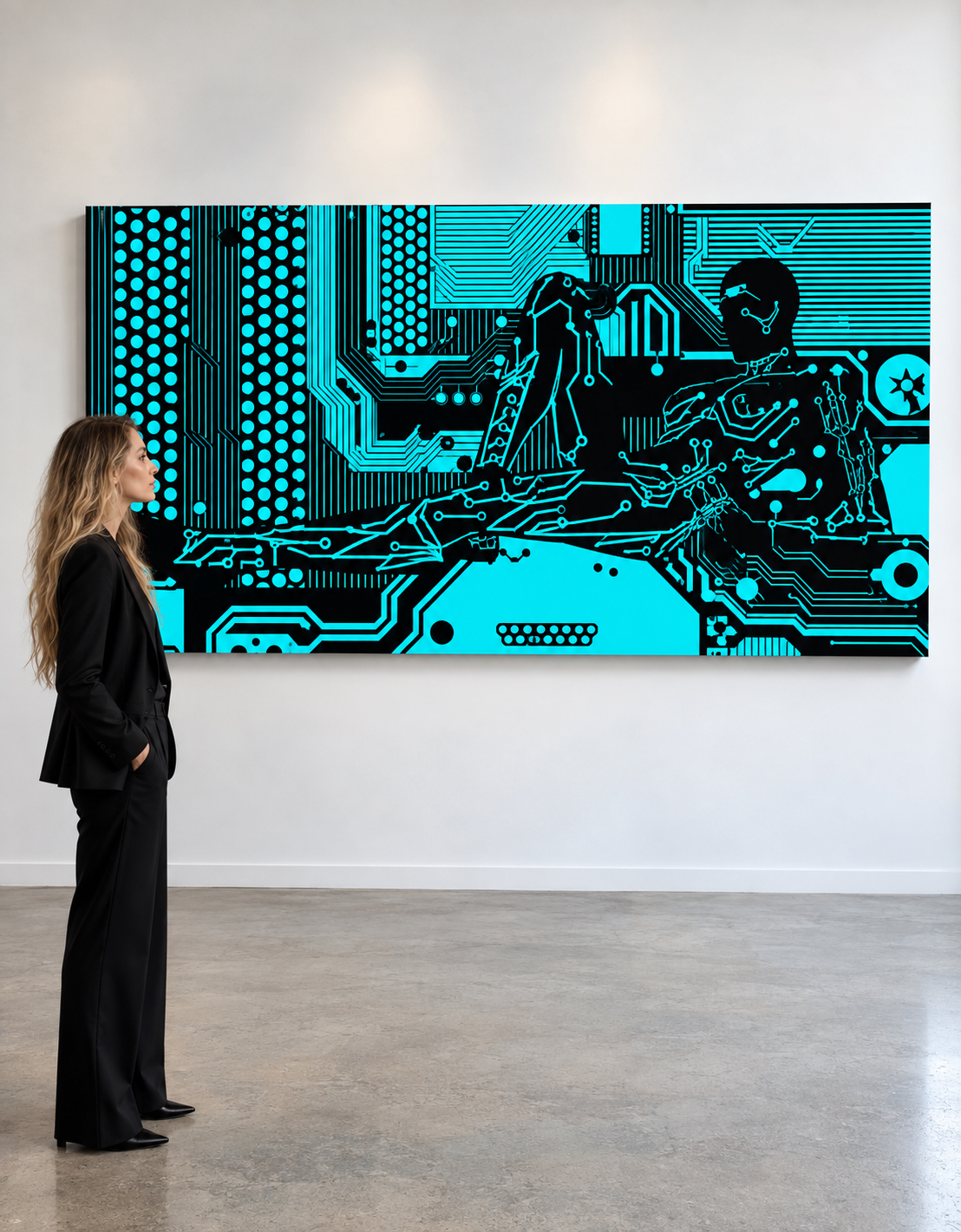 Contemplating Cybernetic Art in a Gallery.png
