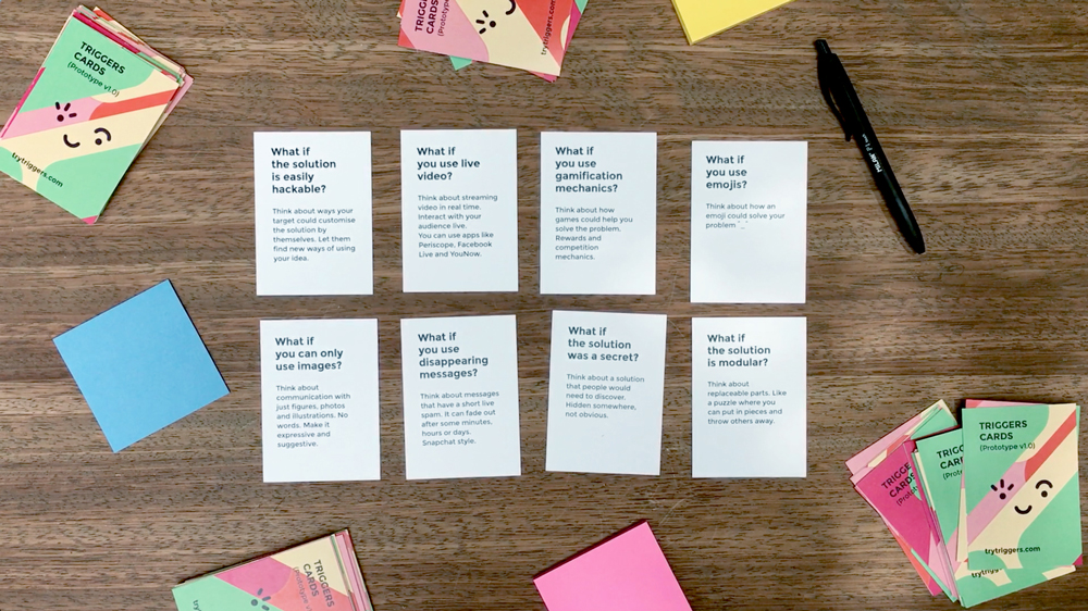 Prototype of the brainstorming tool Triggers cards
