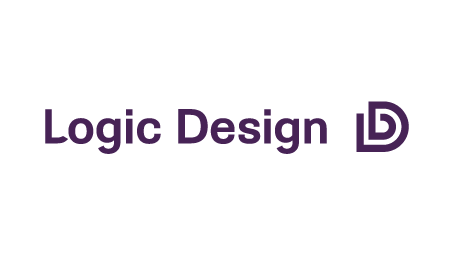 Logo with the words 'Logic Design' and a stylized icon of a circuit or digital symbol to the right.