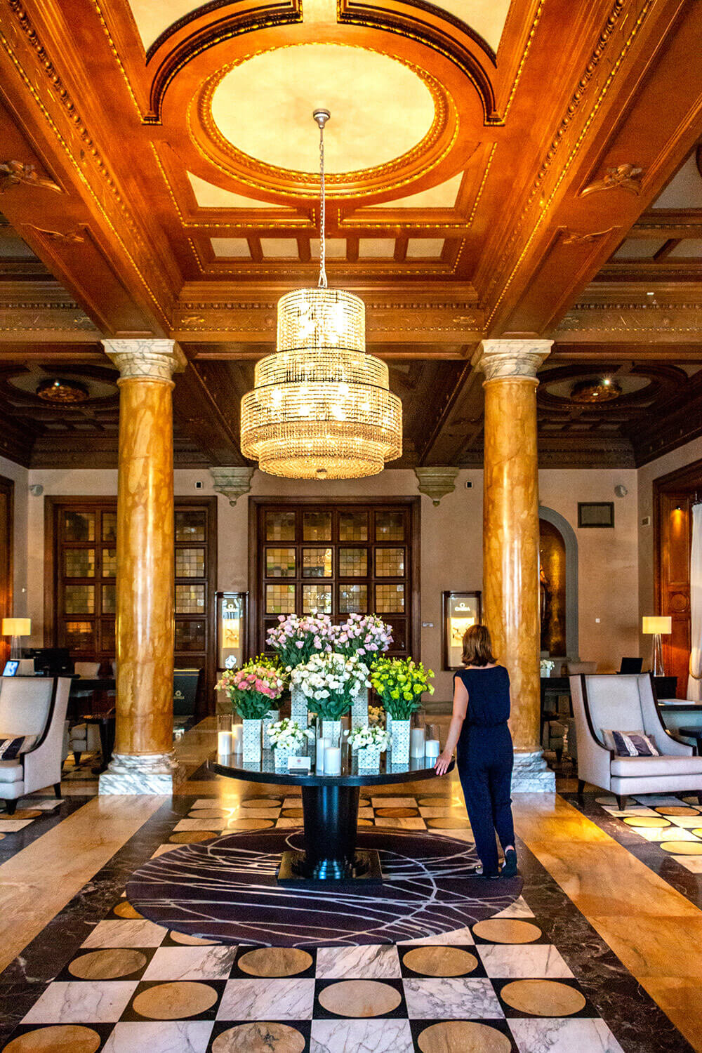 The stunning lobby of the Westin Excelsior