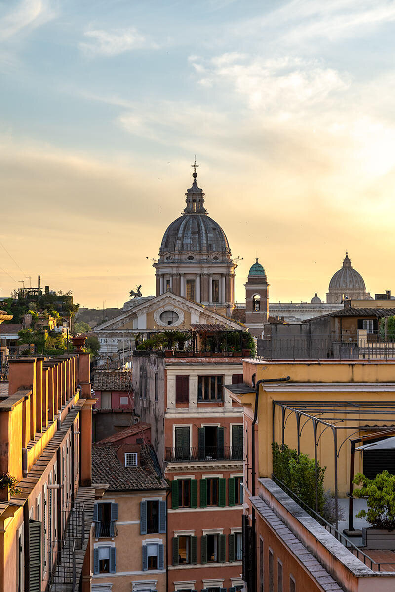 Sunset over Rome from the top of Pizza di Spagna
