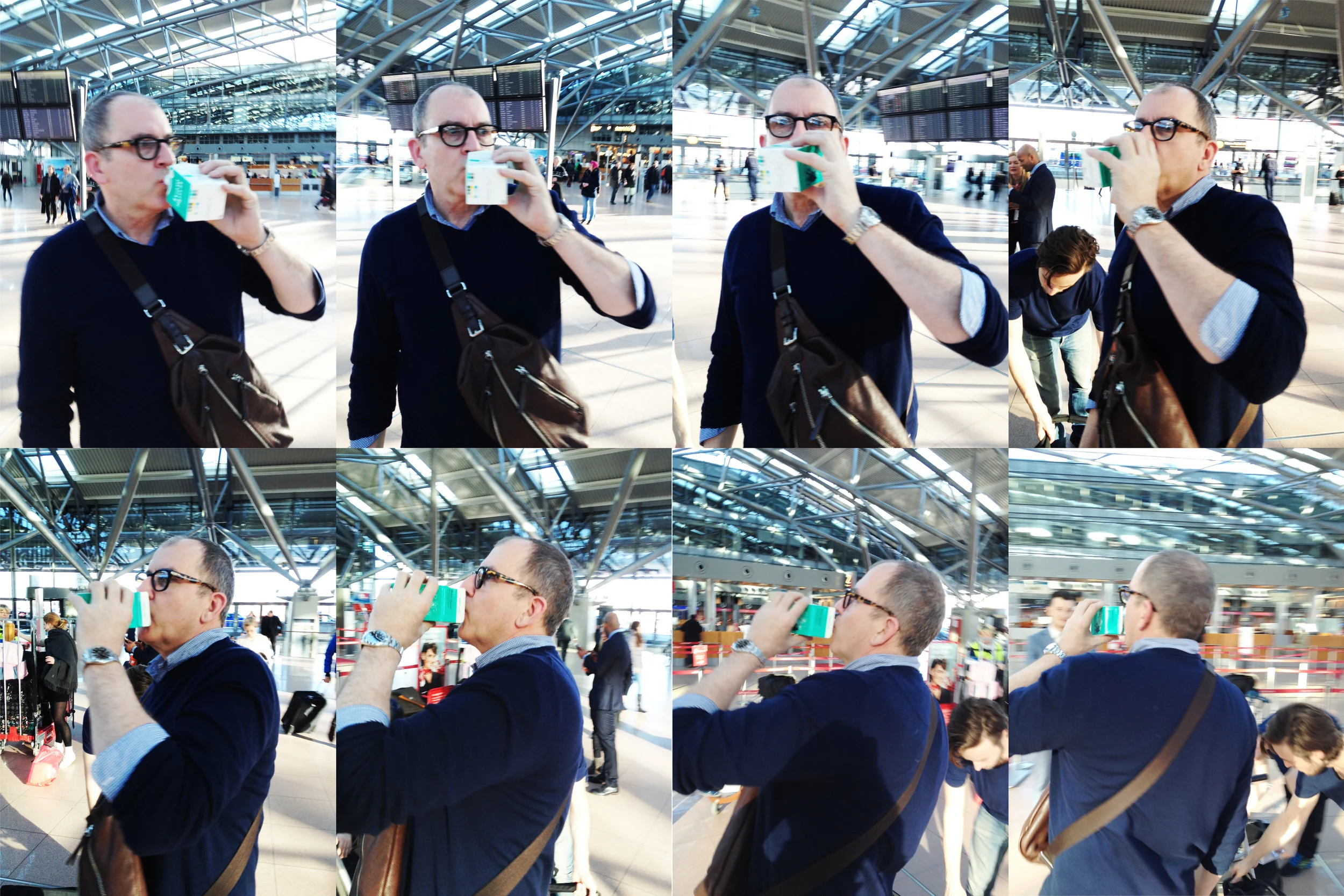 At Hamburg Airport. Photoshoot break with Ivo von Renner.