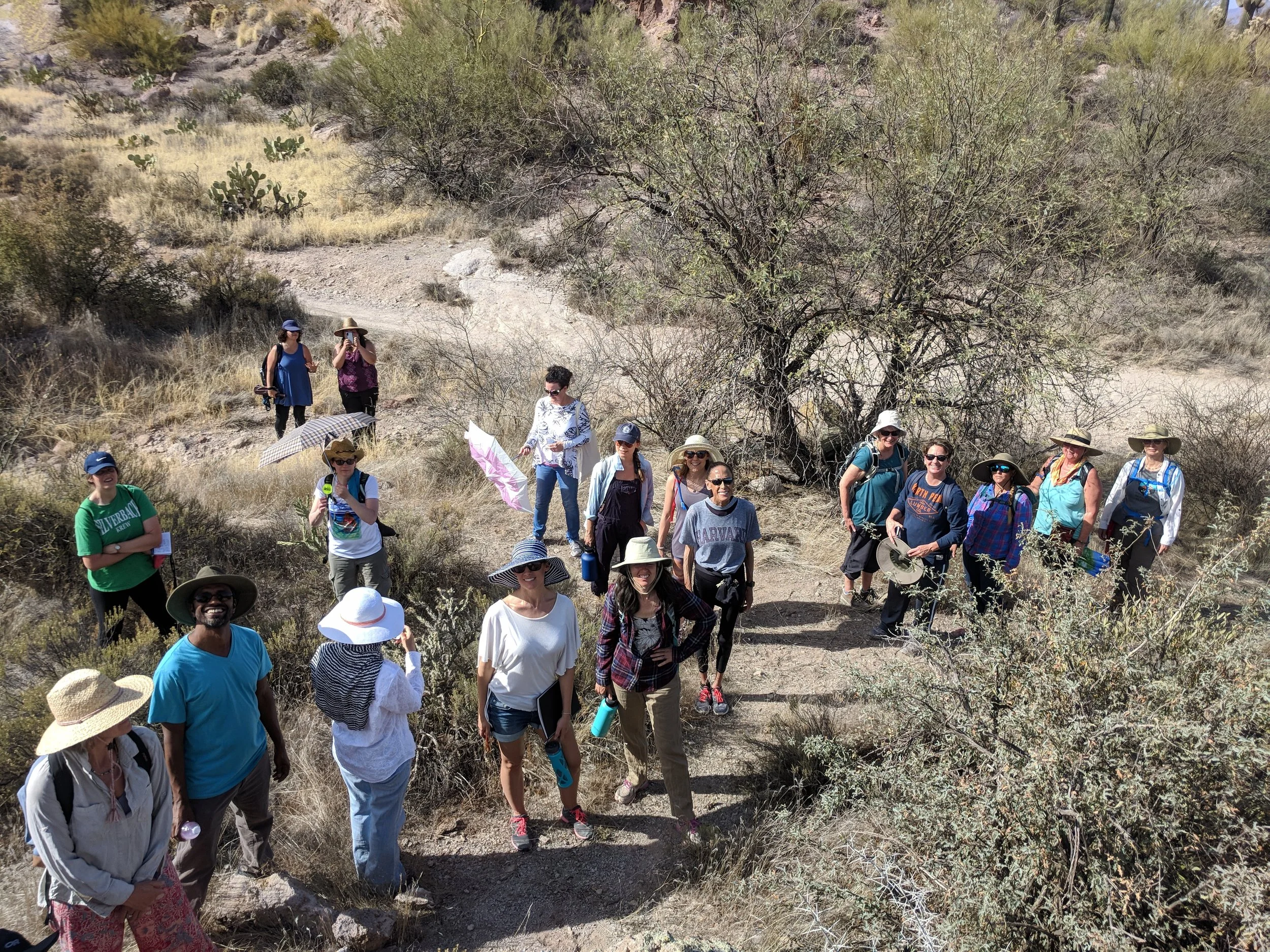 A group of intrepid explorers on a guided desert hike in April 2018