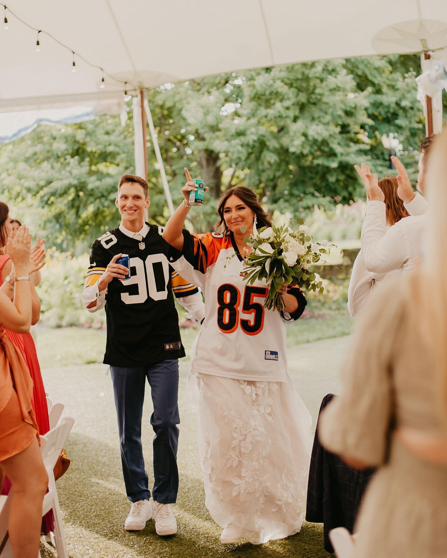 I don&rsquo;t know anything about football but Maddie is the ultimate fan!! #weddingday #weddingentrance #bengals #whodey