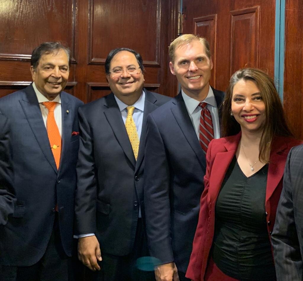   From Left to Right : Dr. Sampat Shivangi, Mr. Suresh Nichani, Congressman Michael Guest (House Committee on Foreign Affairs, Committee on Homeland Security) &amp; Dr. Seema Arora (Chair, Board of Trustees of American Association of Physicians of In
