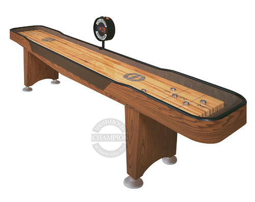 Champion Qualifier Specifications Playfield Size: 1 1/2" thick x 16 1/2" wide Cradle Lengths: 9', 12' and 14' Cradle Width: 24" Height: 30" to the top of the playfield Weight: 300 lbs (approximate)