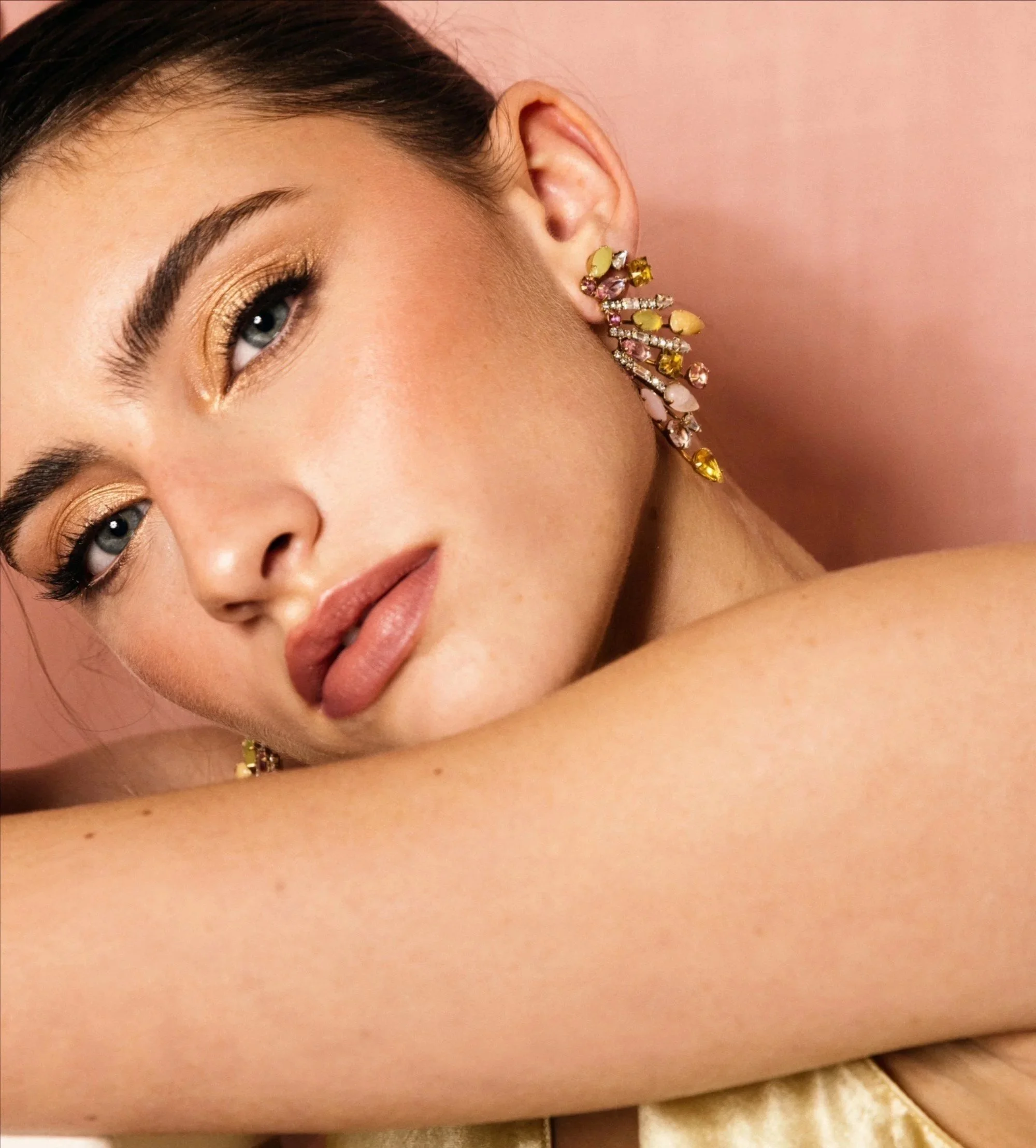 Close up of bronzed makeup done my JMV Makeup Studio in Newport Rhode Island