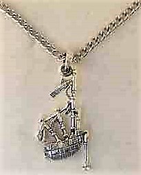 Sterling Silver Womens 1mm Box Chain 3D Scottish Bagpipe Player Pendant Necklace 