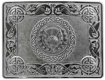 Thistle Medallion Belt Buckle - Chrome Finish