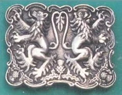 Double Lion Belt Buckle - Pewter