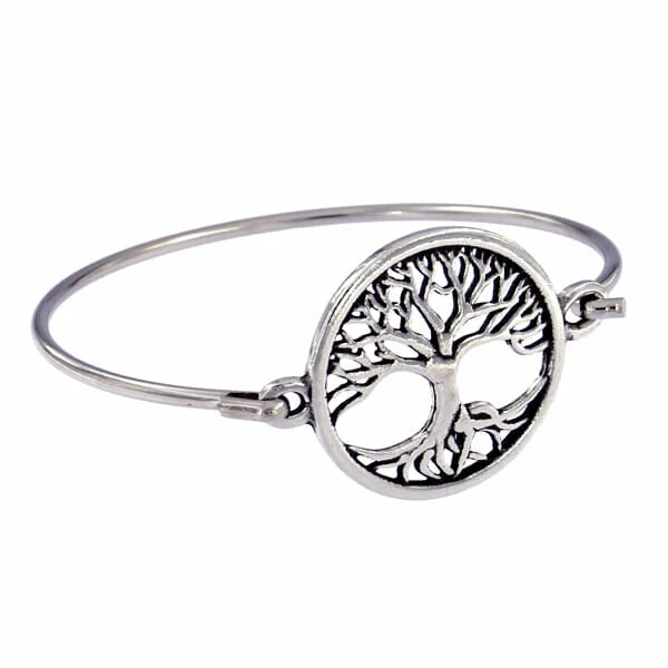 Tree of Life Bangle Bracelet - Silver Plated