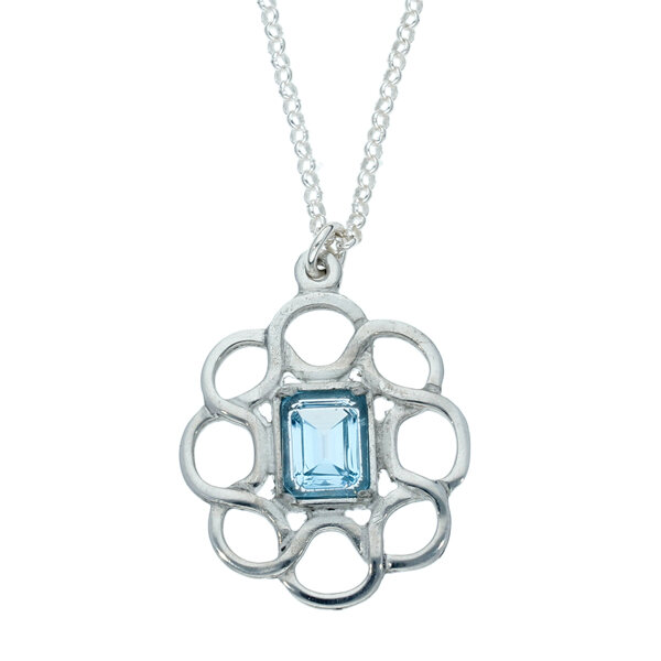 Natural Aquamarine Crystal Stone Pendant Healing Necklace