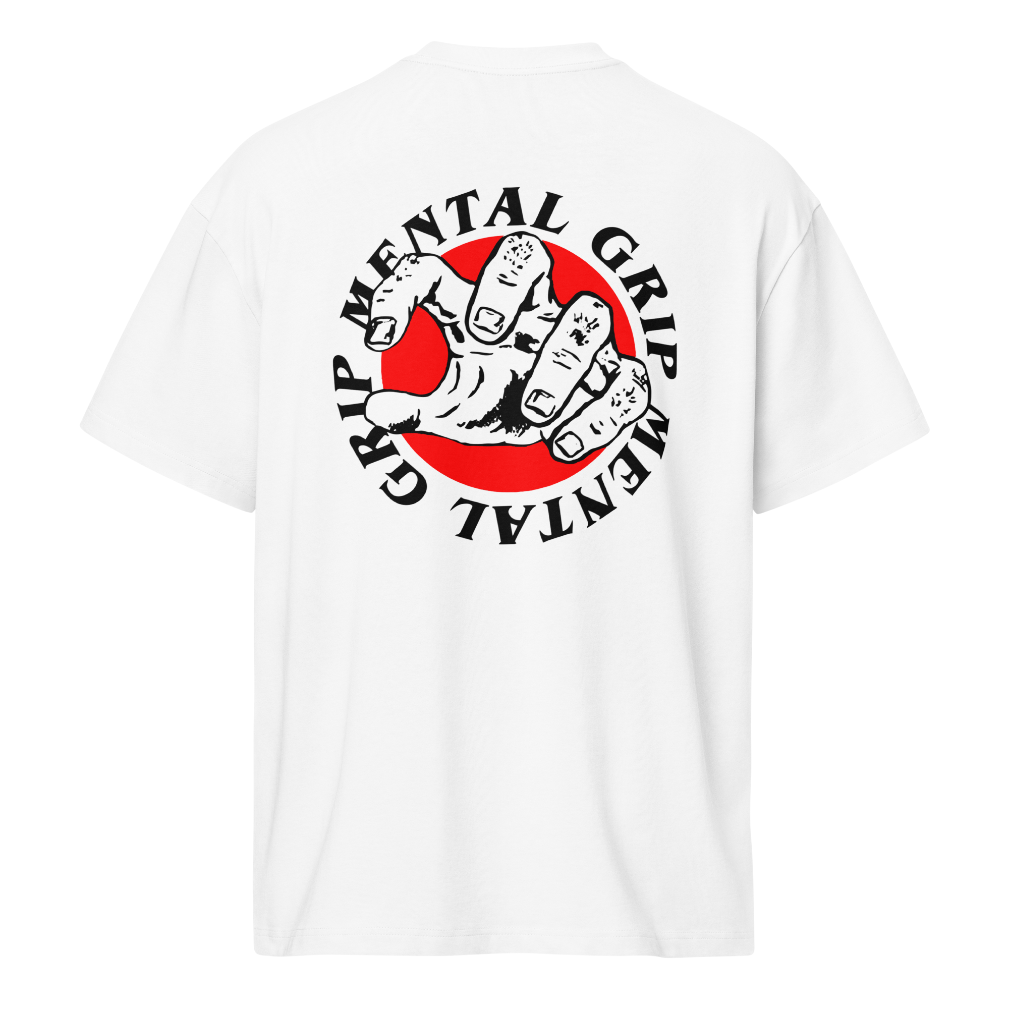 Mental Grip Graphic Tee - Oversized White Boxy T-Shirt | Dark Psychological Streetwear | 16PN