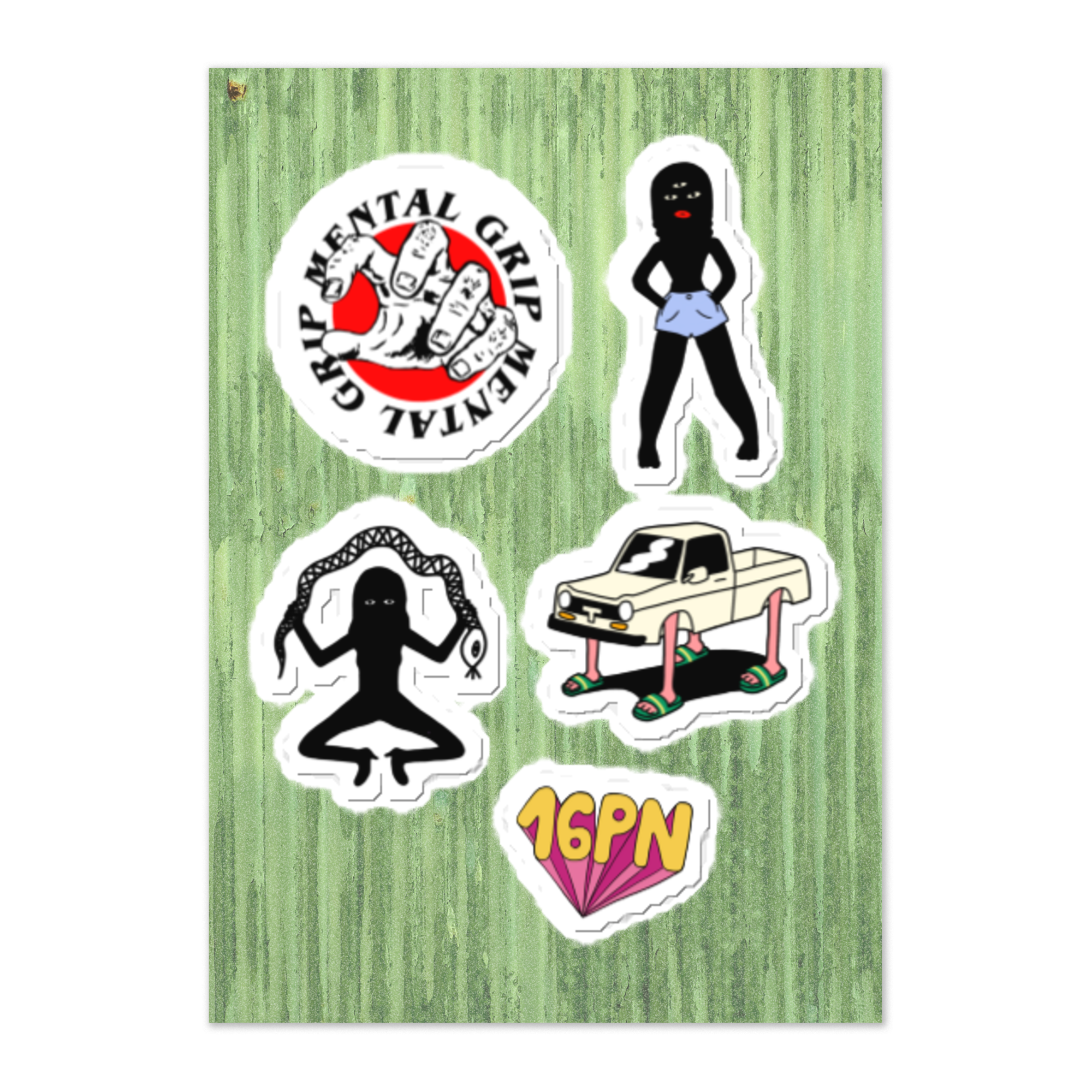 Planche autocollants 16PN - 5 stickers vinyle brillants | Art occulte dark aesthetic | Decals streetwear voodoo