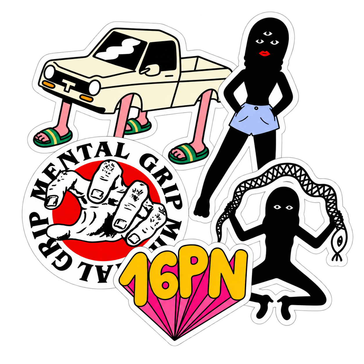 Planche autocollants 16PN - 5 stickers vinyle brillants | Art occulte dark aesthetic | Decals streetwear voodoo
