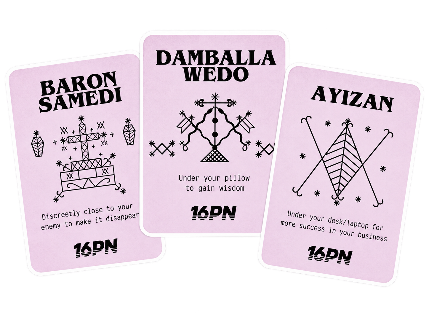 Three Voodoo Spell Stickers - Baron Samedi, Damballa, Ayizan | Lwa Seals | Dark Ritual Decals 16PN