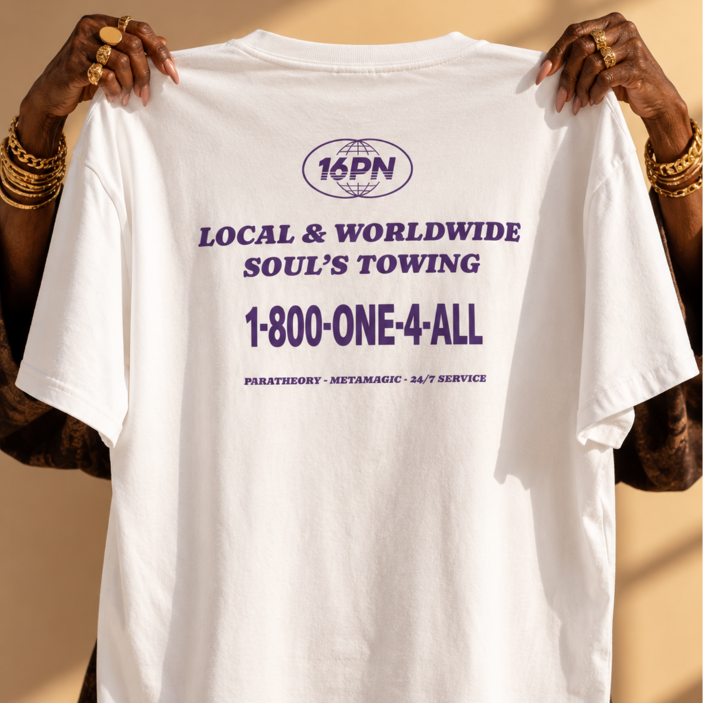 16PN Soul's Towing tee, retro corporate occult graphic
