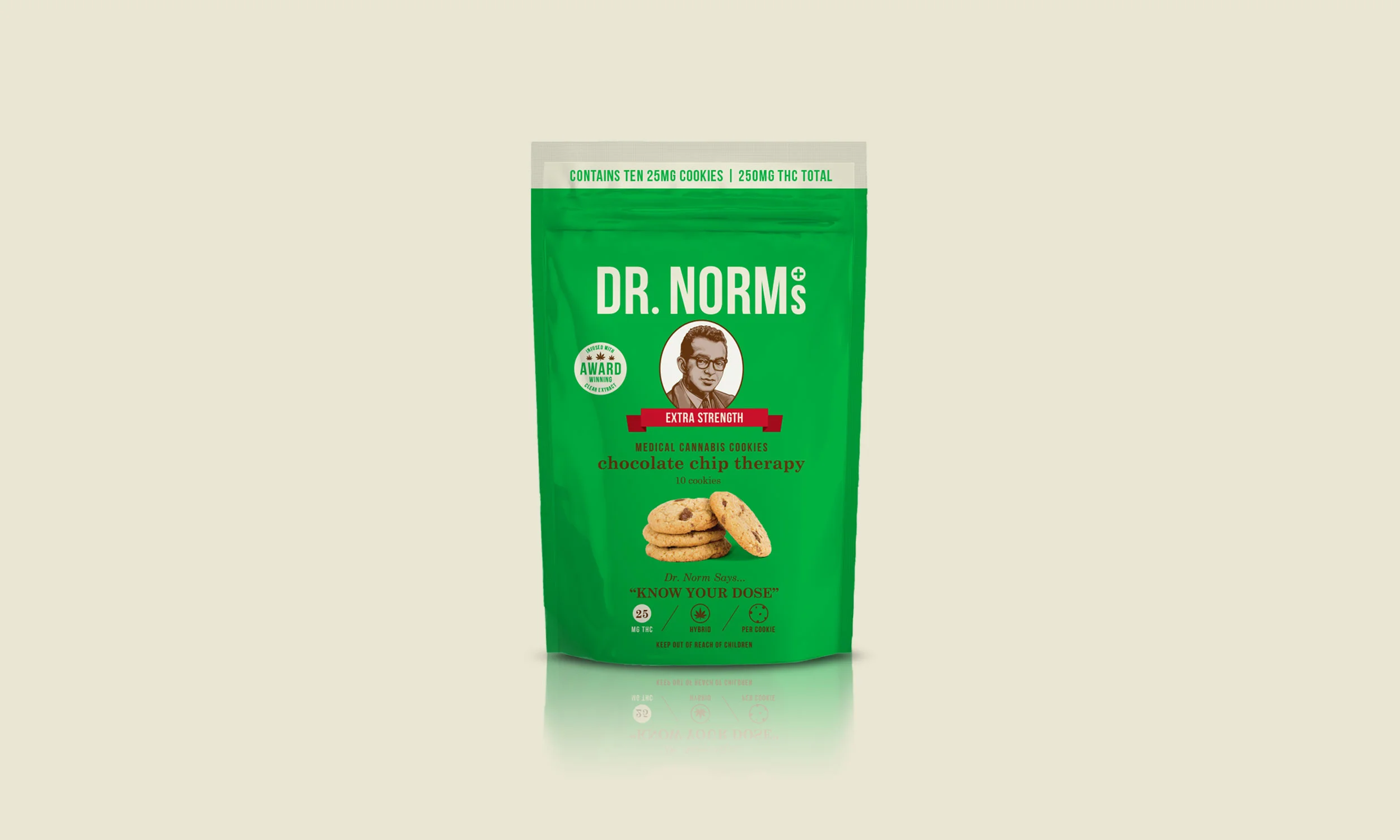 Dr. Norms bakes delicious mini cookies infused with THC in three dosages of 5mg, 10mg, and 25mg for new and seasoned users of marijuana products. Dr. Norms encourages us to, "Know Your Dose" when consuming edibles. 