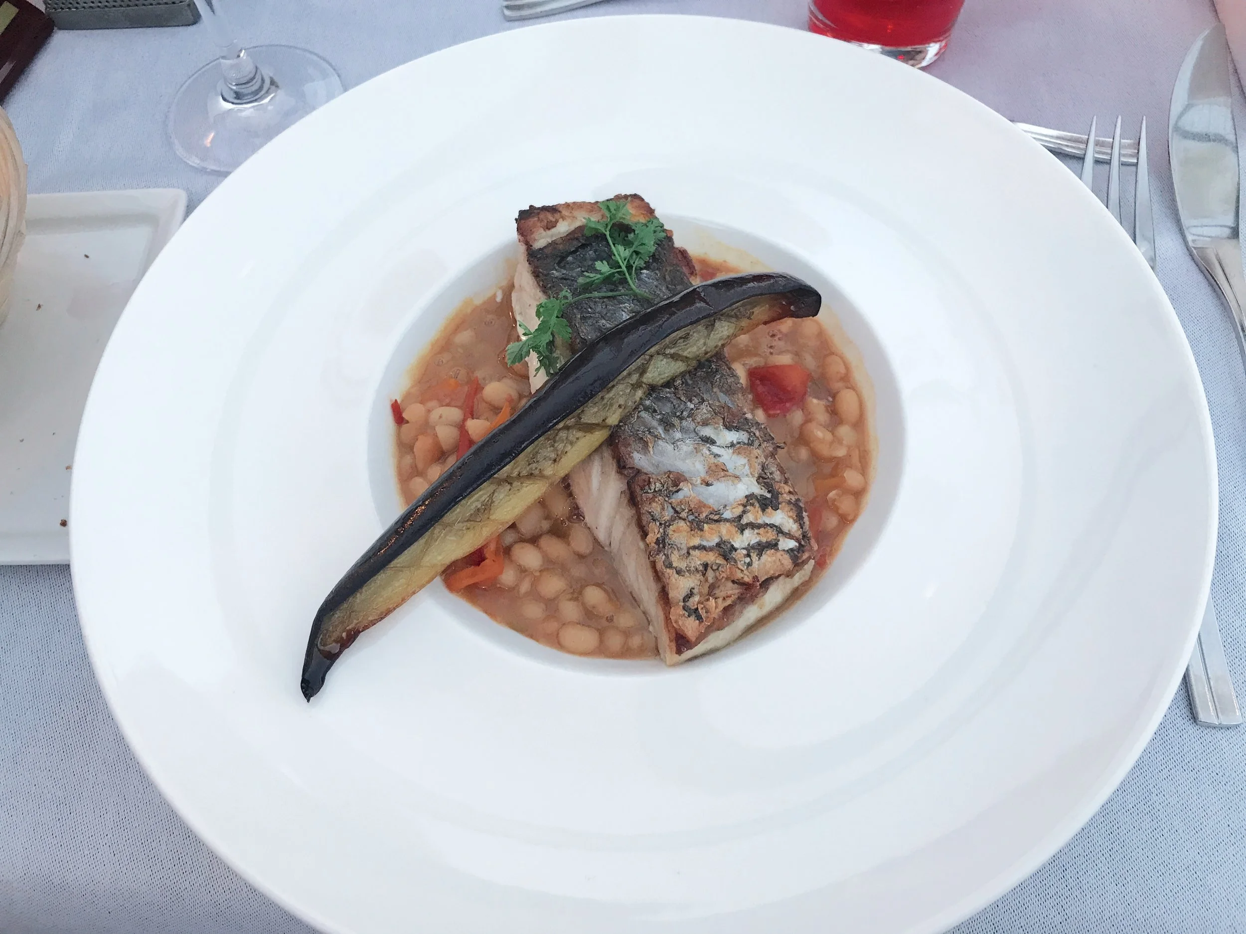 Fish of the day (not sure what it was, but it was YUM!) veggies, and legumes