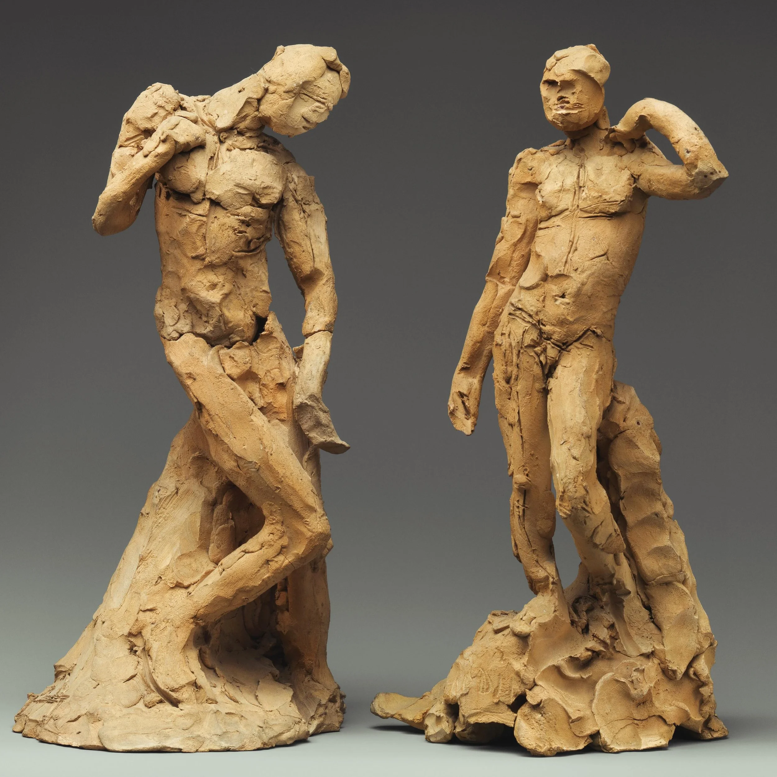 &lsquo;Pair of Standing Nude Male Figures Demonstrating the Principles of Contrapposto according to Michelangelo and Phidias&rsquo;
1911
Rodin

On view at The Met, New York, Fifth Avenue in Gallery 800

Rodin modeled these clay sketches as demonstrat