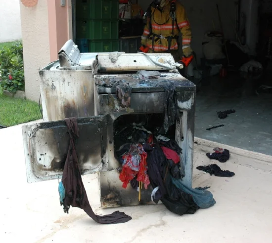 A sign it's time for a new dryer? The fire department coming to put the dryer out after it's caught on fire. (The house was saved.)