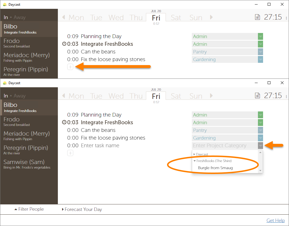 FreshBooks Day Planning Integration
