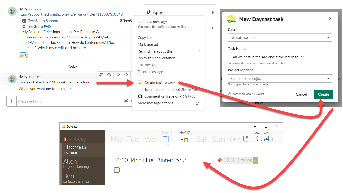 task from slack to daycast using message actions.png
