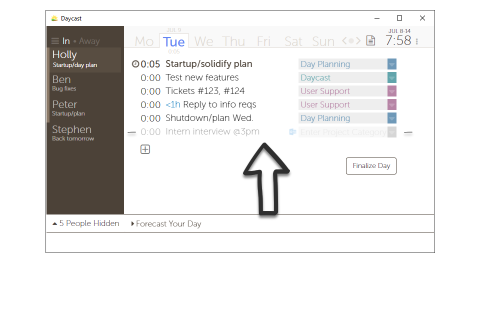 Calendar items are added to your day plan as suggestions.