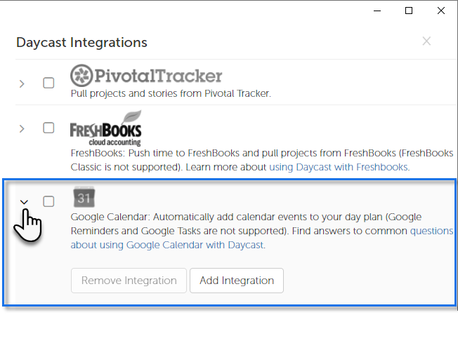 2. Select Google Calendar