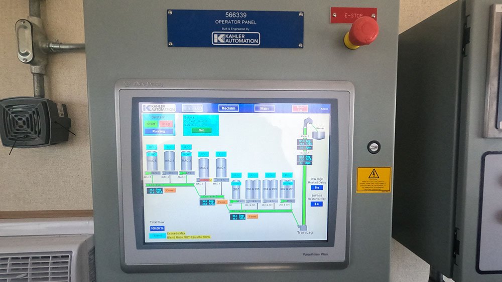 A touchscreen panel in the control room allows for easy monitoring and control. 