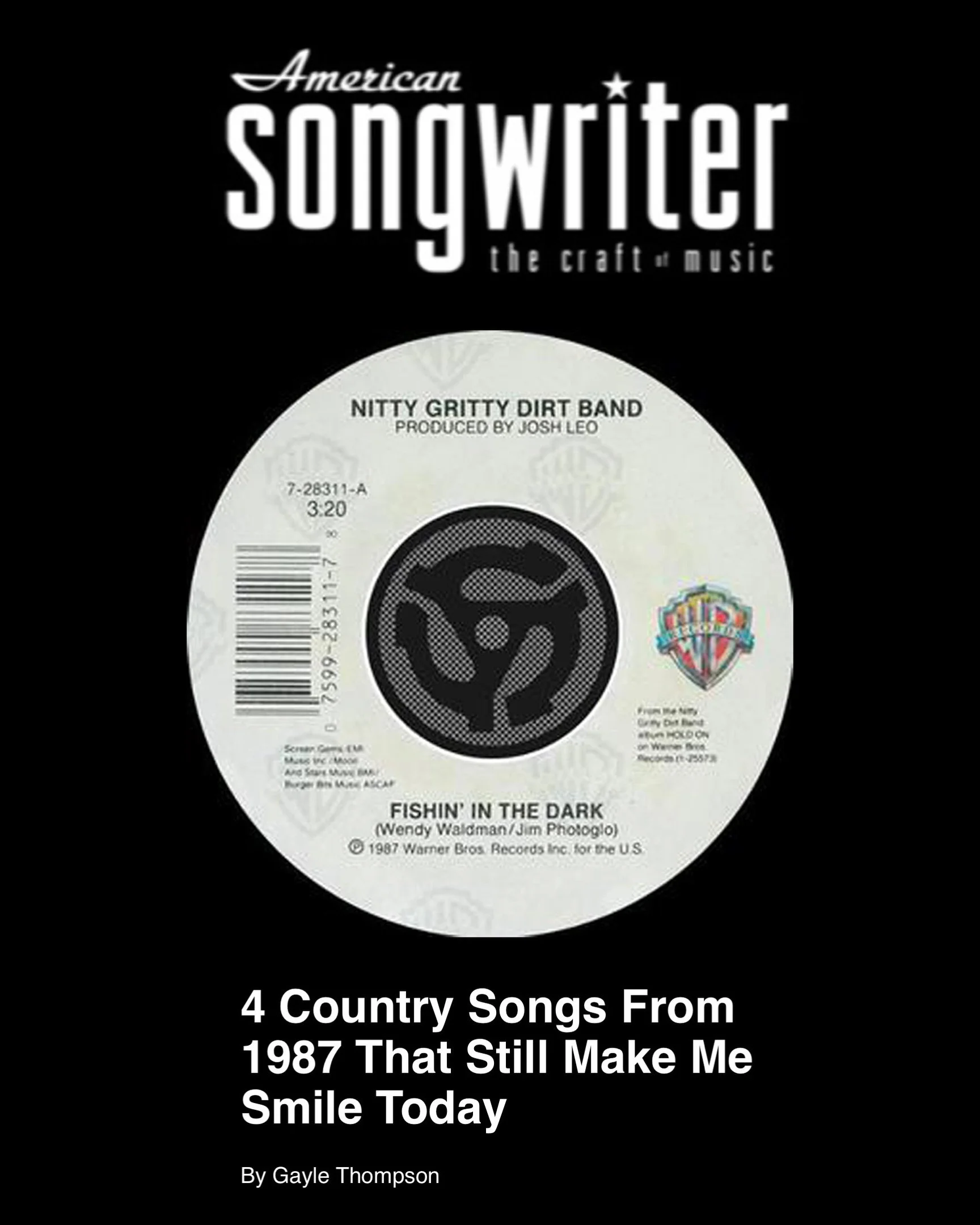 @americansongwriter says there may not be a country song easier to sing along to than &ldquo;Fishin&rsquo; in the Dark.&rdquo; Written by @wendywaldmanmusic + @photoglojim and recorded by @nittygrittydirtband, the composition has gone on to become on