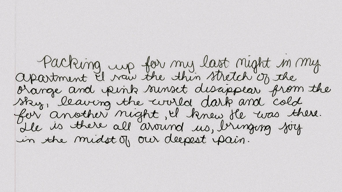 Handwritten quote from the writer