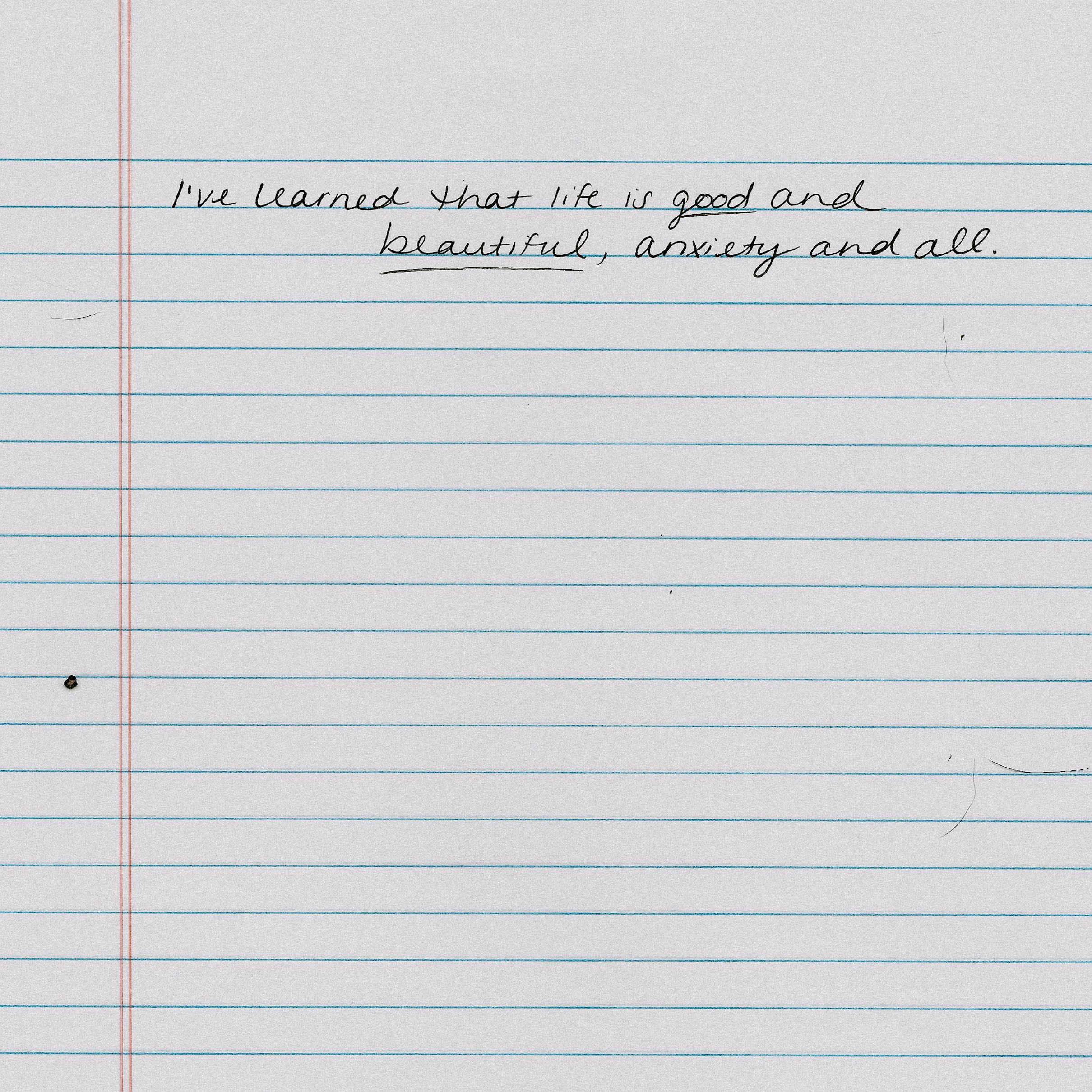 Handwritten quote from the writer