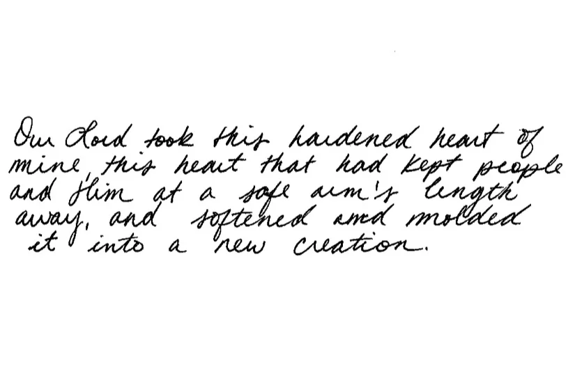 Handwritten quote from the writer
