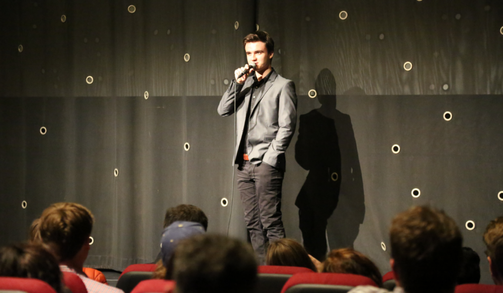 Director Jack Fessenden introduces Stray Bullets at the cast and crew screening at the IFC Center in NYC