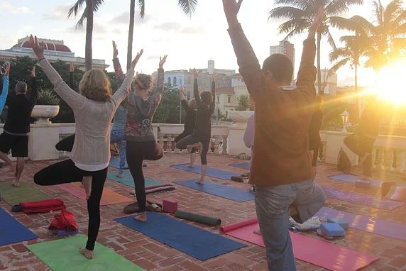 Outdoor Morning Yoga in Habana (tree pose) — 2015