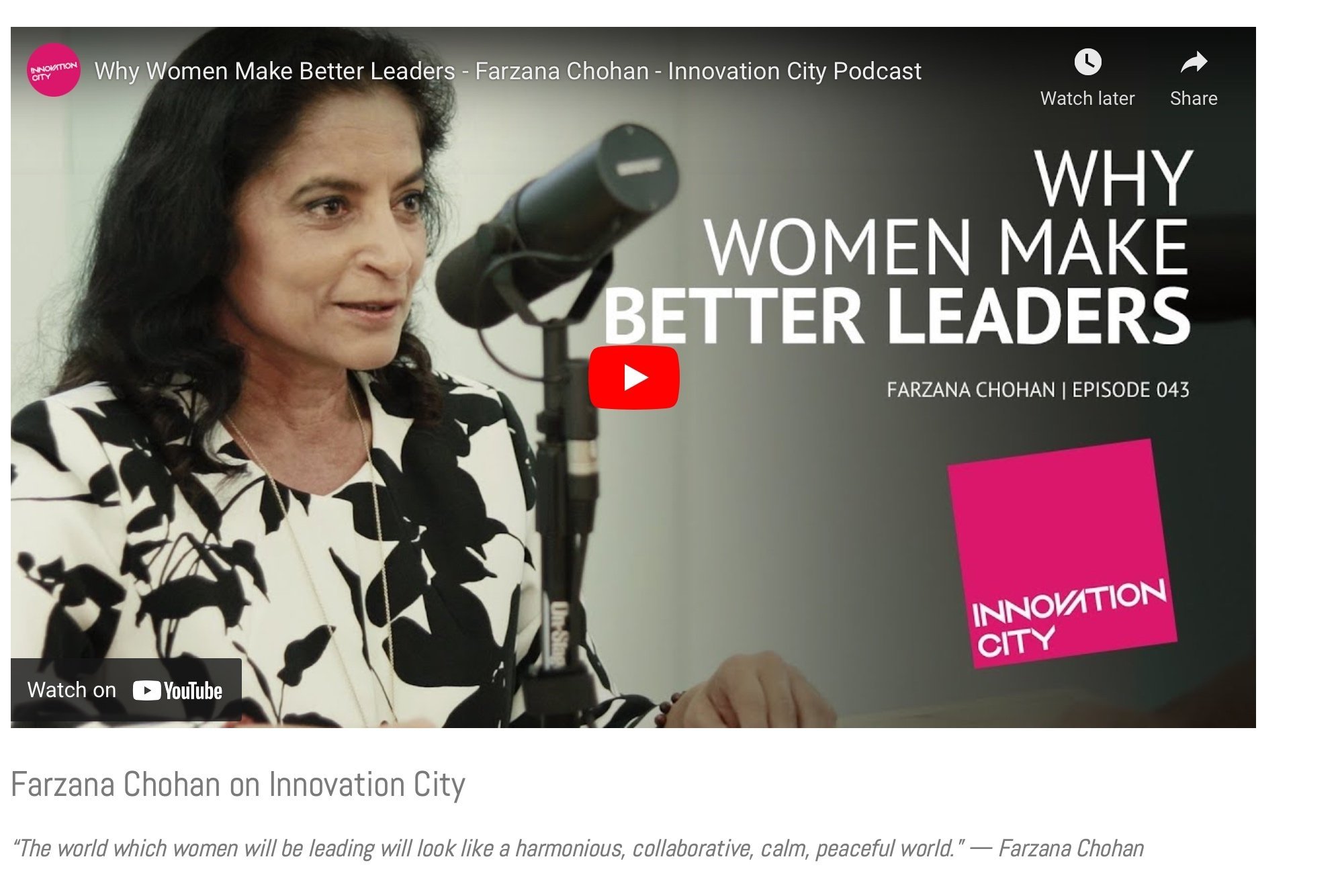 LIW Founder Dr. Farzana Chohan advocating the concept of “Leadership IN Women” in non-traditional workplaces  (Copy)