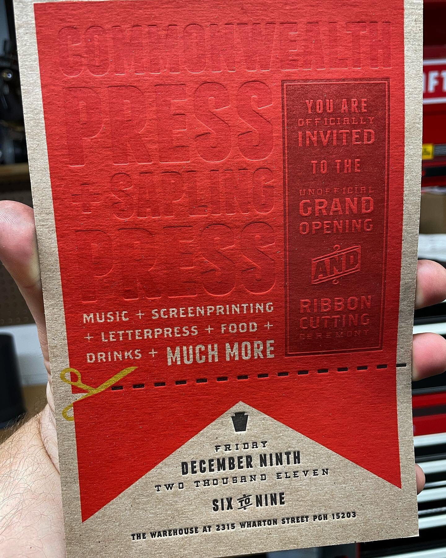 Cleaning and found this invite from waaay back in 2011 when we moved out of the beer distributor and shared a warehouse with @saplingpress - 

We hosted a hell of a grand opening and this invite is a work of art &hellip;and example of printmakers goi