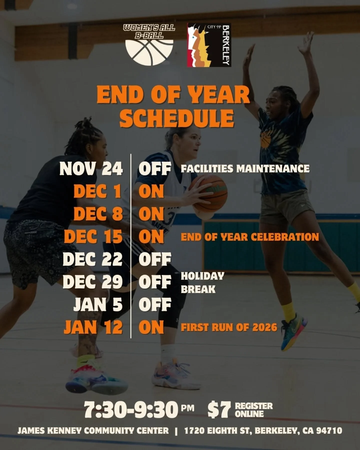 📢 Mark your calenders for our end of year schedule! ⬇️

Nov 24 = off
Dec 1, 8, 15 = on
Dec 22, 29, Jan 5 = off
Jan 12 = on

Time is the same 7:30-9:30pm
📍 James Kenney Gym
$7 Register online 🔗 Link in bio

Thanks to everyone who has been coming ou