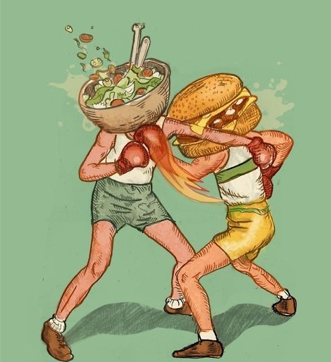 Curioos Bacalao Salad vs. Cheeseburger by Alon Braier