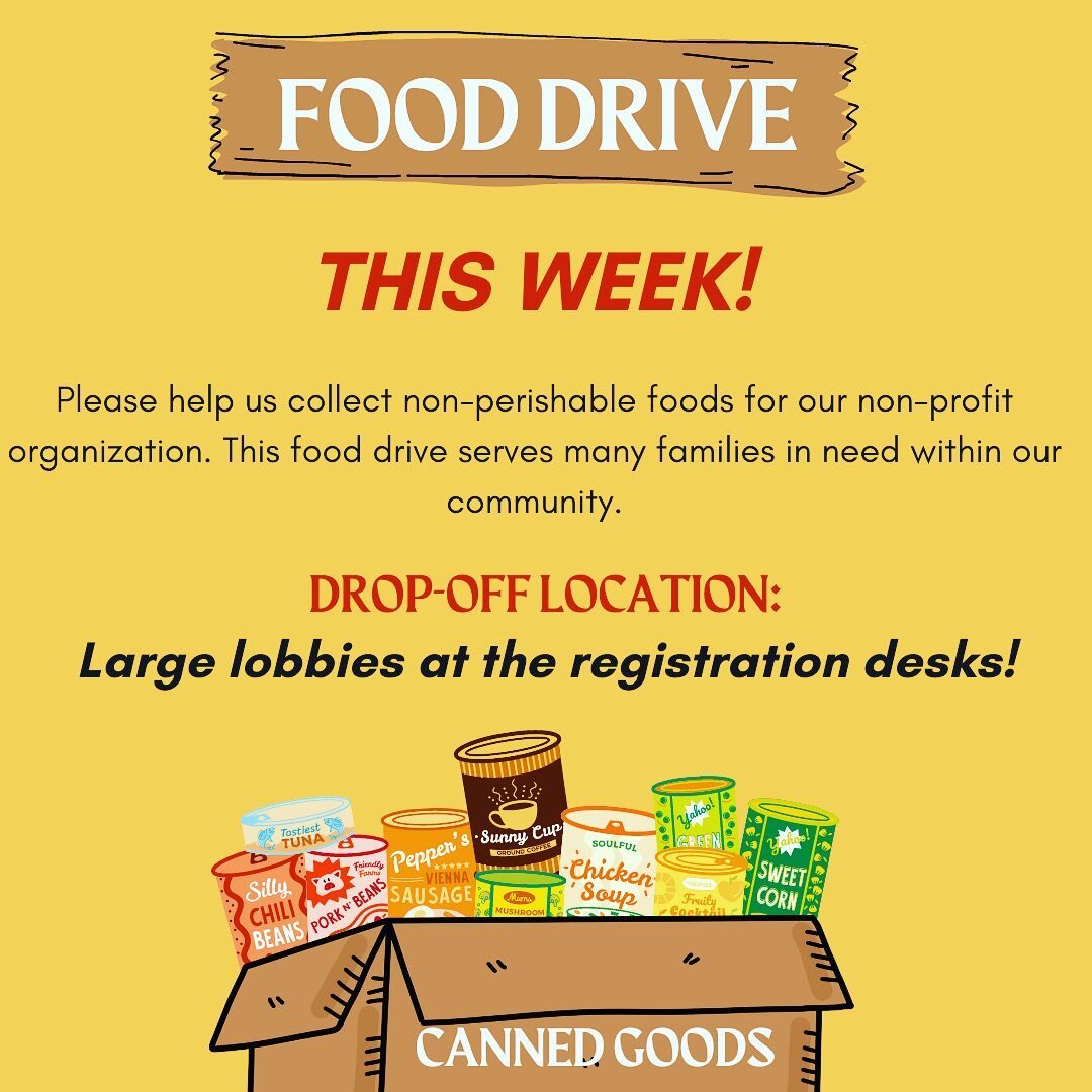 Our Thanksgiving canned food drive starts today! Drop off your canned goods in our large lobbies! ❤️💙